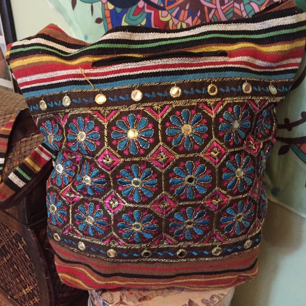 Embroidered boho crossbody
